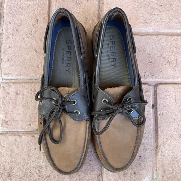 Sperry Top-Sider Men’s  Authentic Original Leeward 2-Eye Boat Shoe Brown Size 8 - Picture 1 of 7